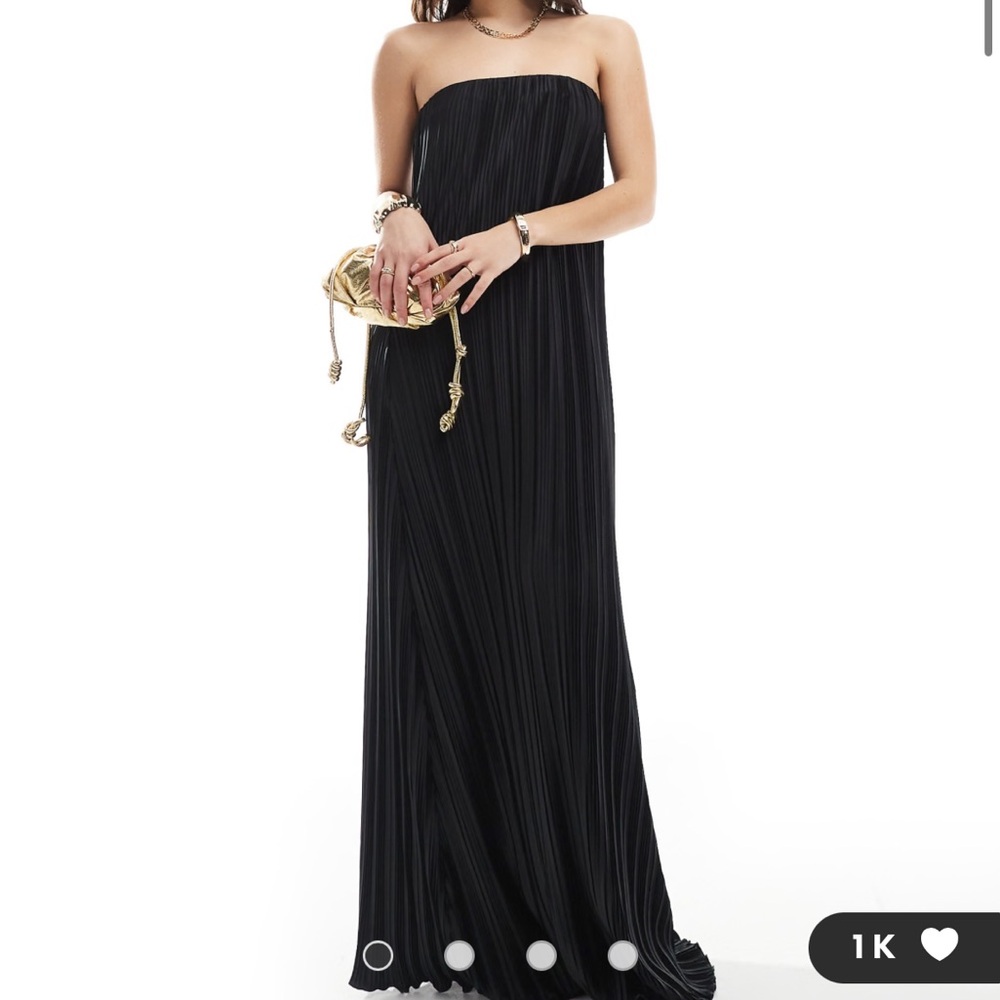 4th & Reckless plisse bandeau maxi dress in black